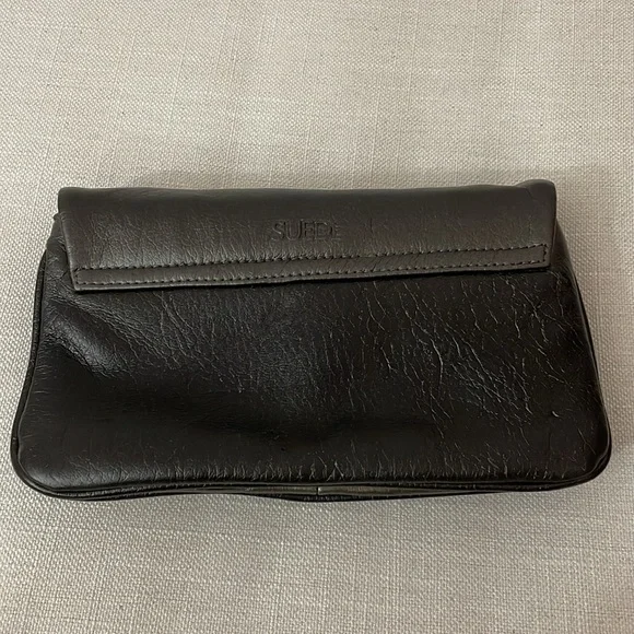 Vintage clutch bag, grey and black, 3 compartments - Picture 2 of 8